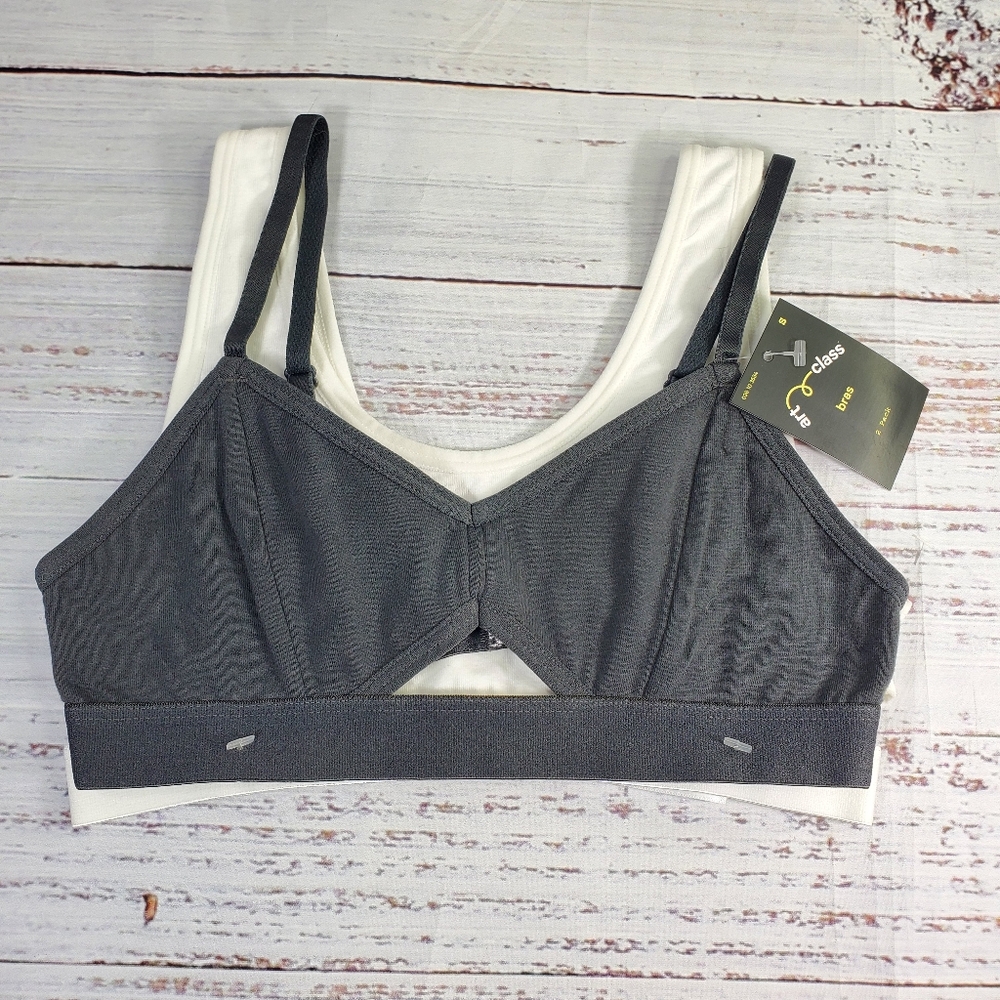 Girls' 2pk Cutout Bralette - art class Gray/White Sizd S